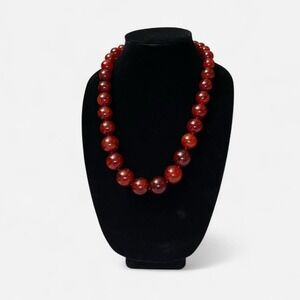 Joan Rivers Necklace Lucite Beaded Amber Tone Vintage Signed 22"+ EUC